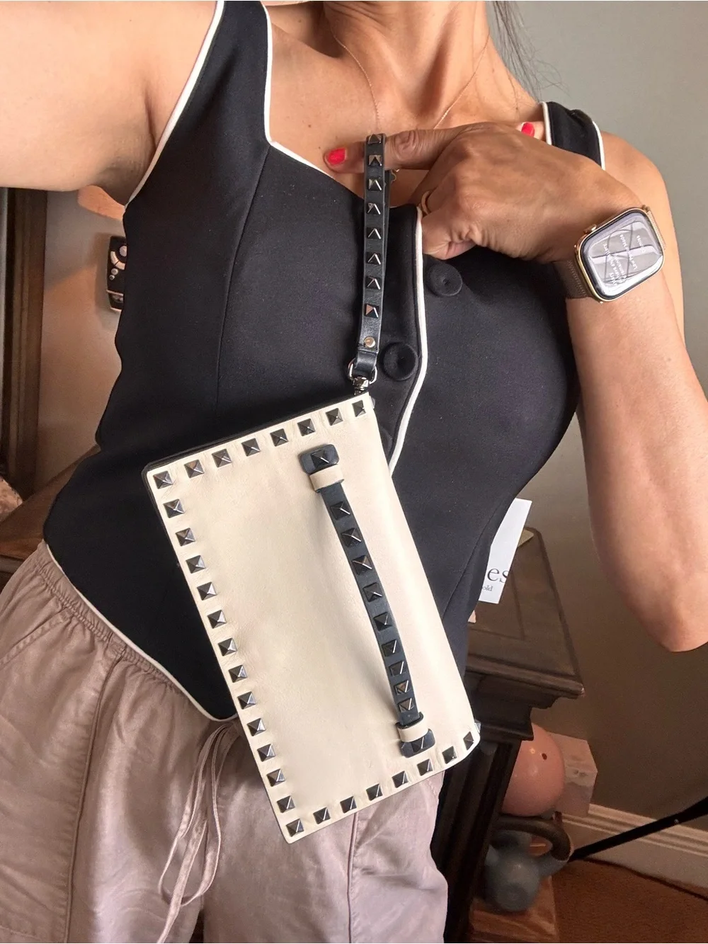 Valentino Garavani Studded Leather Wristlet